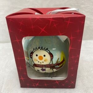 Twinkling Treasures Blinking Christmas Ornament Snowman Red Nose Blue Hat Works